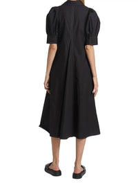 Ganni - Cotton Poplin V-neck Midi Dress