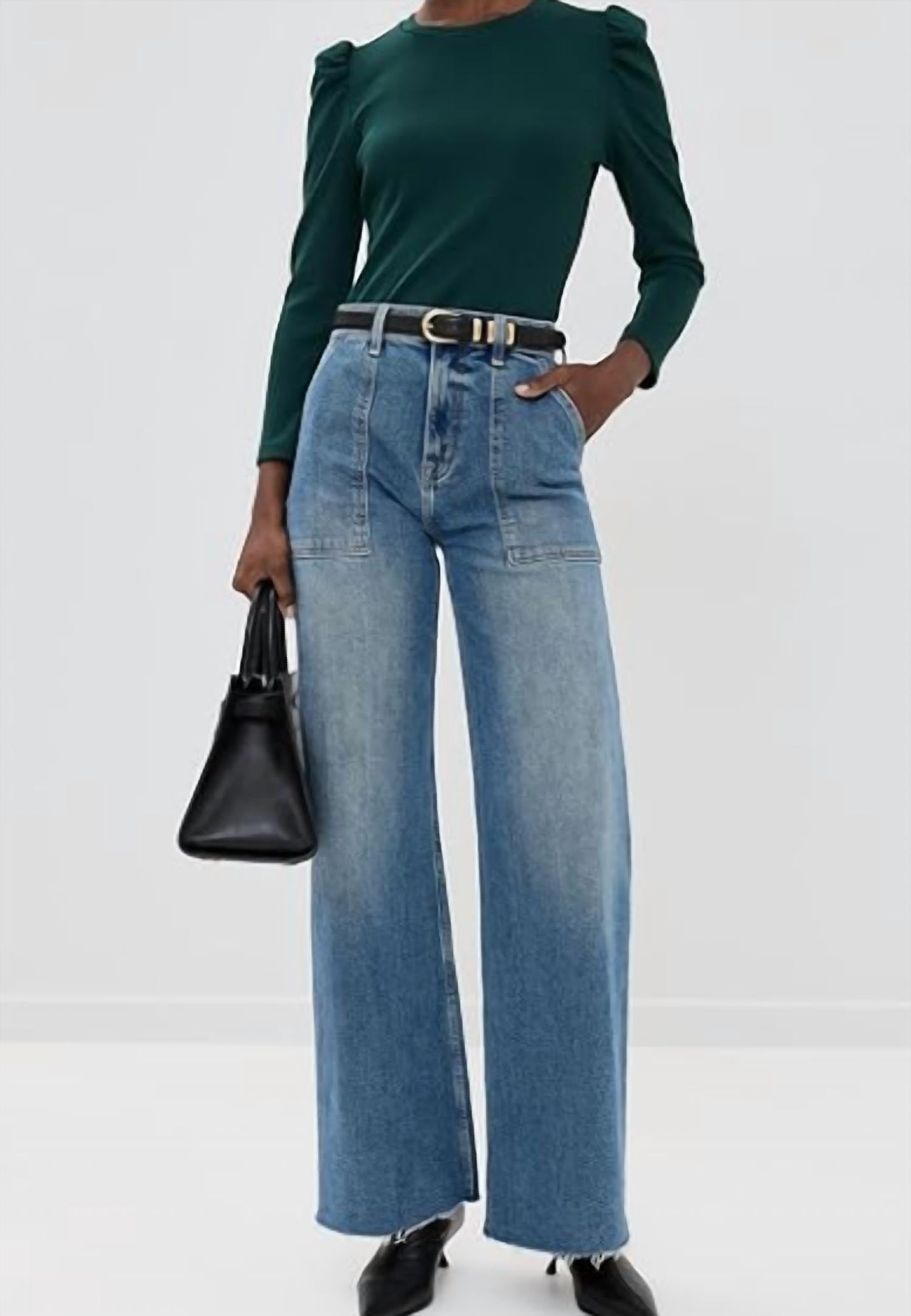 Veronica Beard BRITNEY TOP in pine - women's long sleeve top