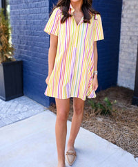 Meet Me In Santorini - Paralia Stripes Shirt Dress