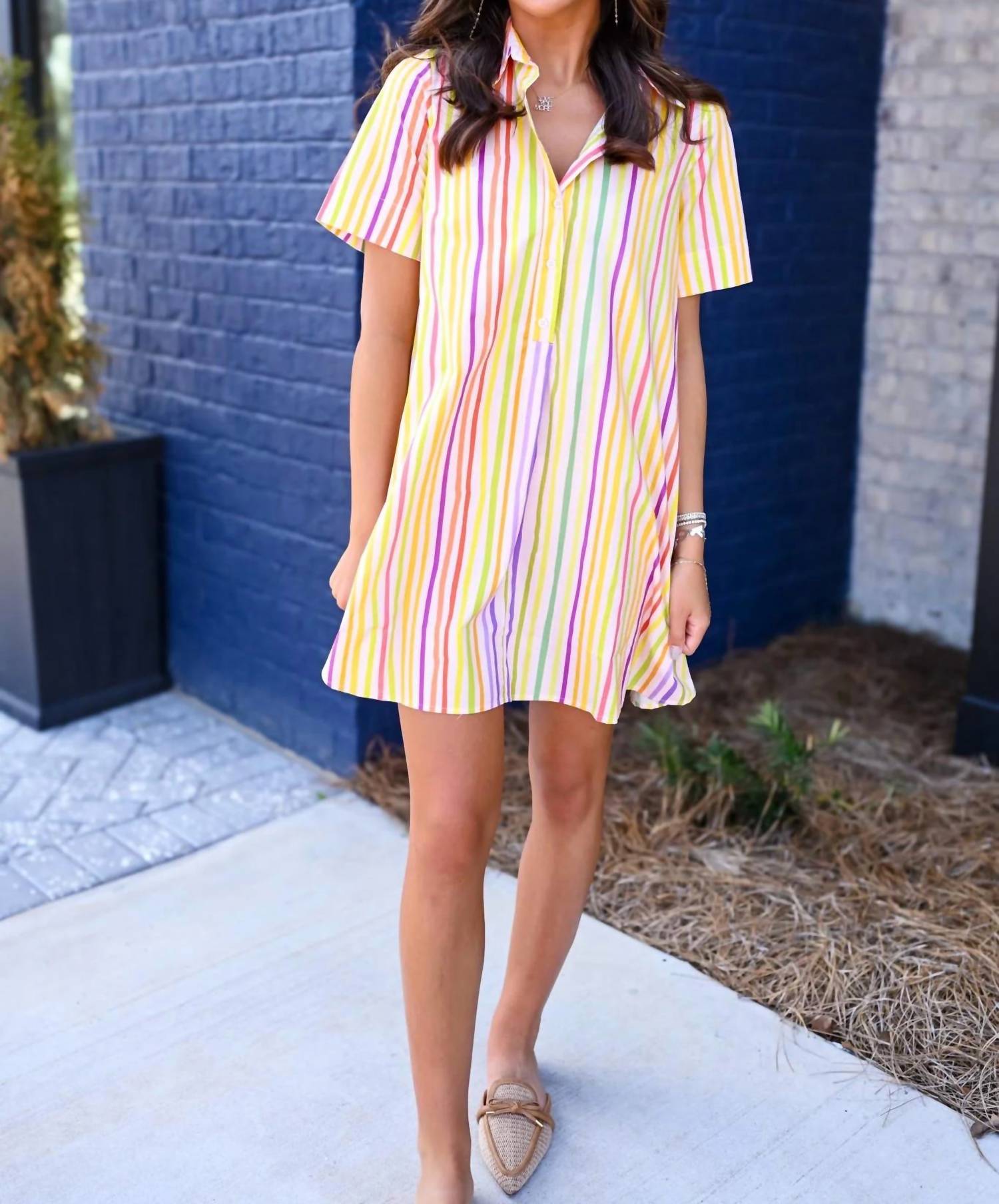 Meet Me In Santorini - Paralia Stripes Shirt Dress