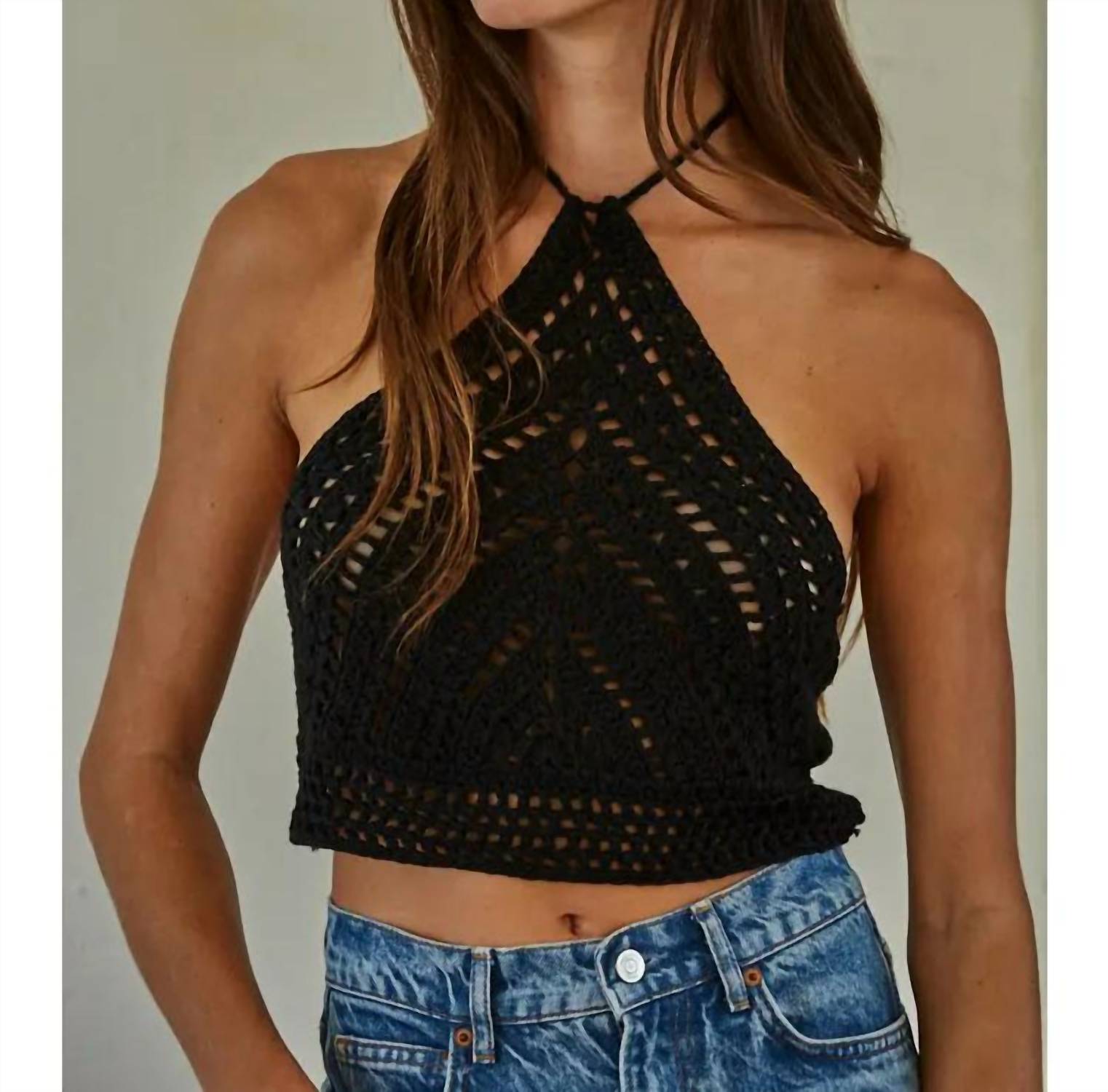By Together - Crochet Halter Tie Crop Top