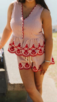 Entro - Scalloped Drawstring Set Shorts