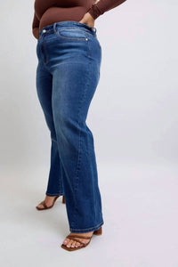 Judy Blue - Mid Rise Side Seam Detail Straight Jeans - Plus