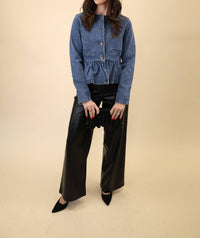 STEVE MADDEN Abigale Blazer in dark navy denim - women's jacket