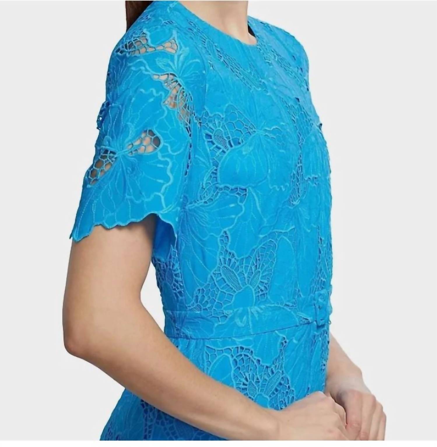 ELIE TAHARI Lace Over Butterfly Dress in aqua - women's dress - view 5