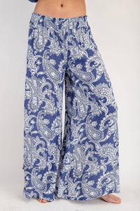 Ee:Some - Paisley Printed Side Tie Wide Leg Pants