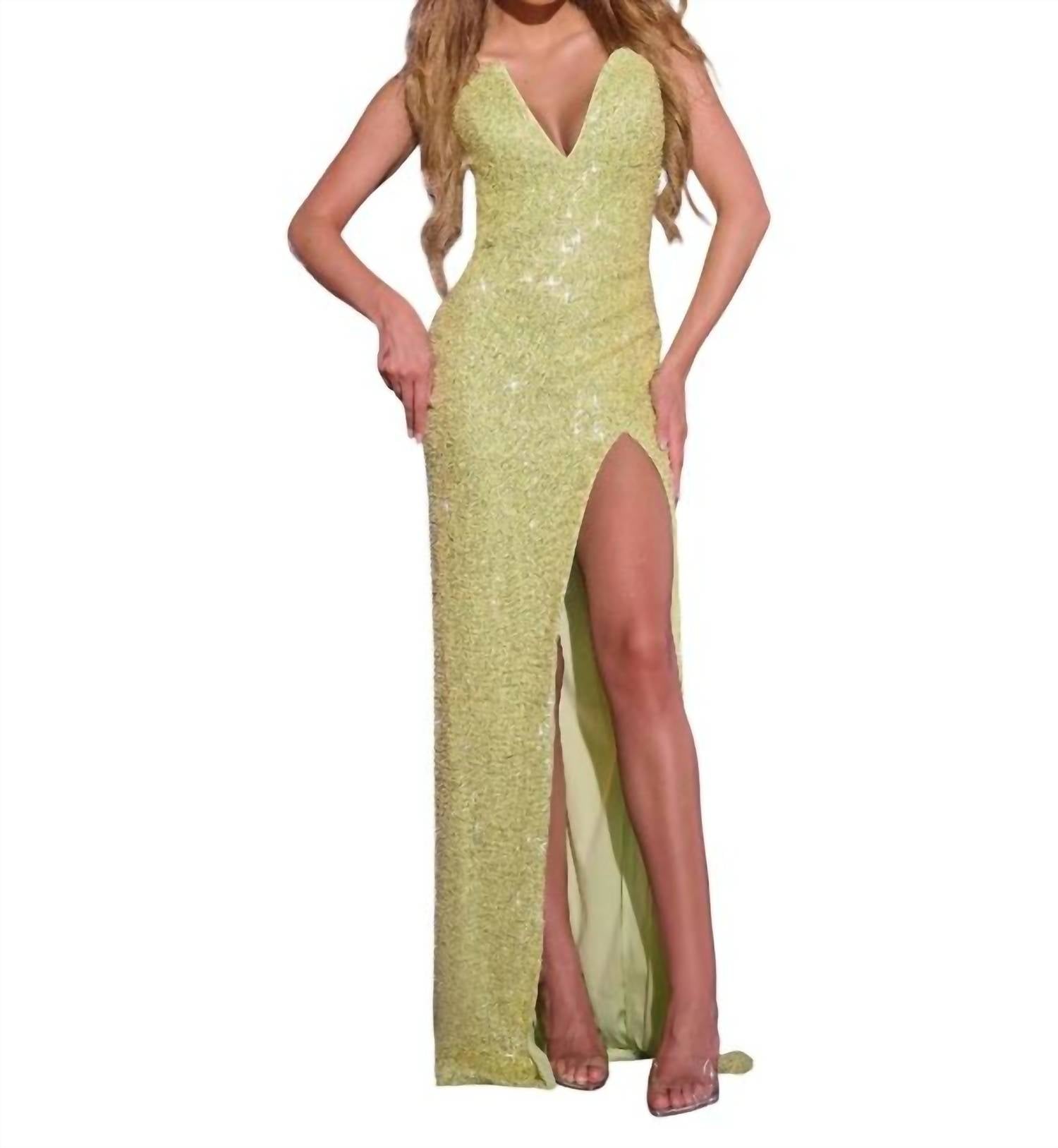 Jovani - Sparkling Strapless Gown With Deep V Neck