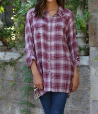 Nostalgia - Plaid & Print Embroidered Shirt