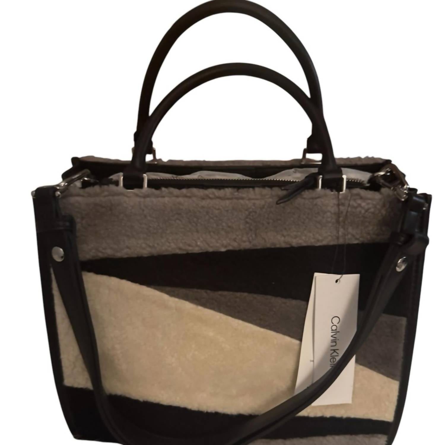 CALVIN KLEIN Women's Shoulder Bag in black and cream - women's bag - view 7
