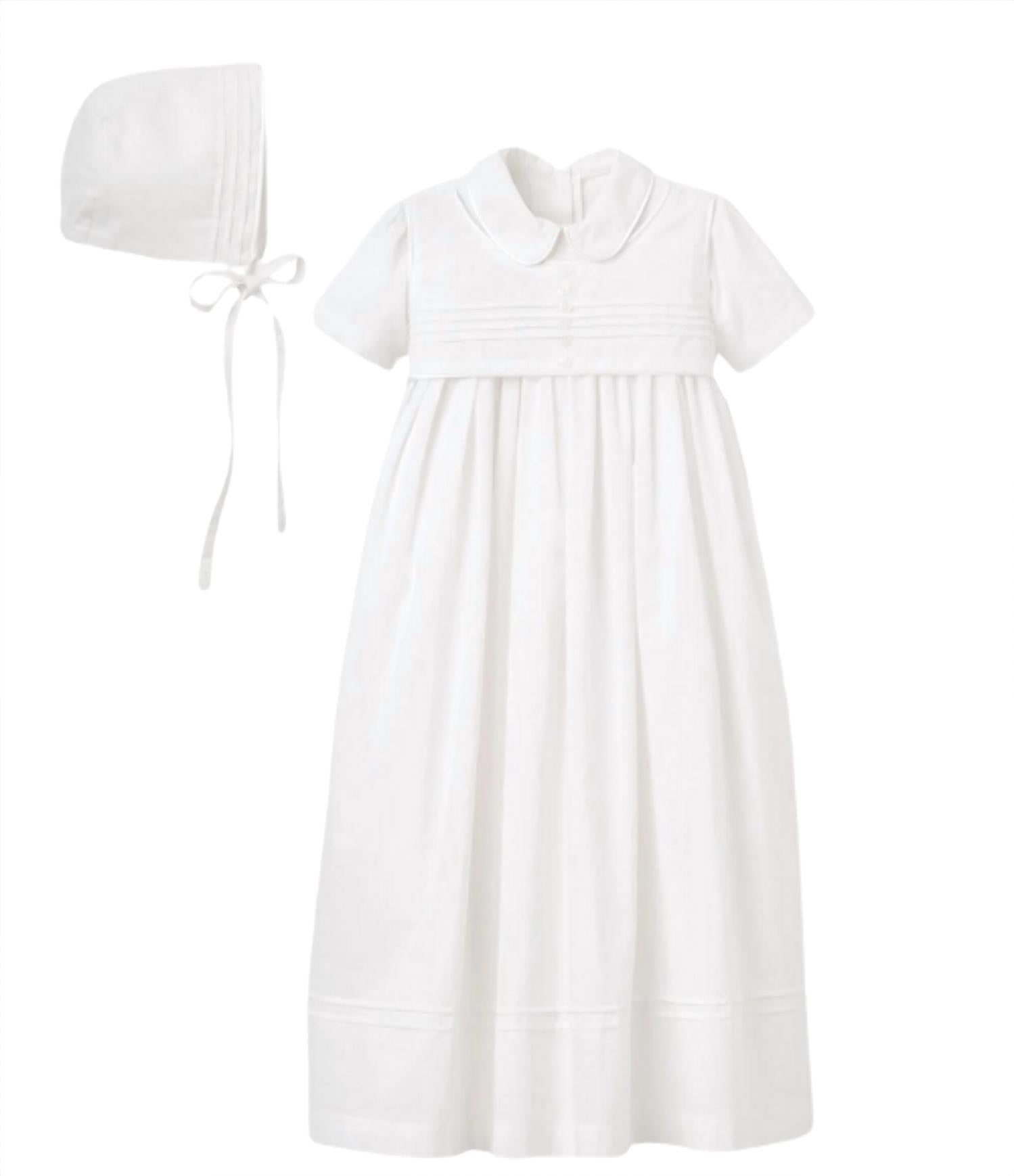 Elegant Baby Boys' Gown And Bonnet Christening Set in white - kids' dress
