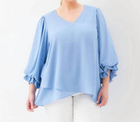 Karen Kane - Layered Sleeve Asymmetric Top - Plus Size