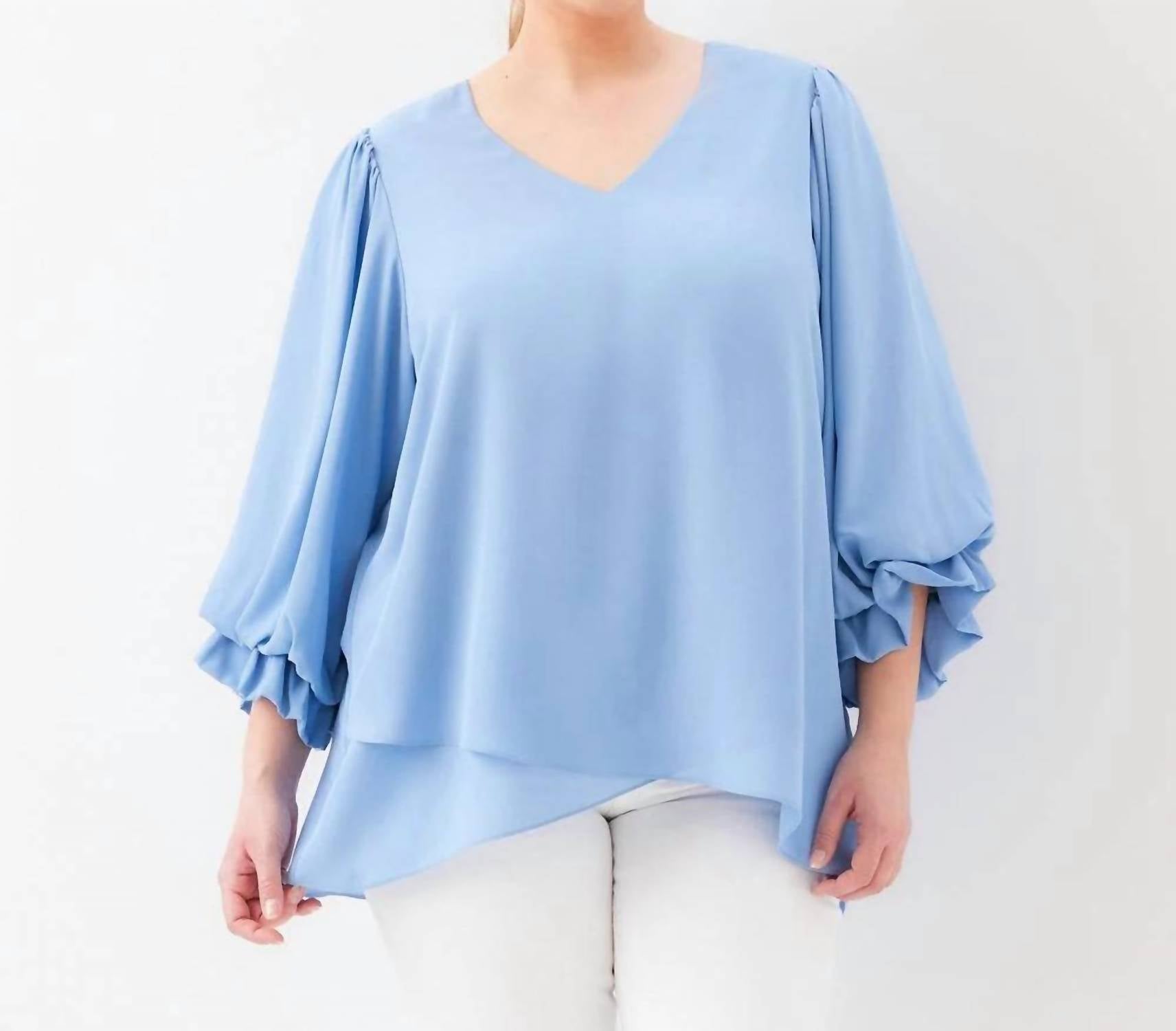 Karen Kane - Layered Sleeve Asymmetric Top - Plus Size