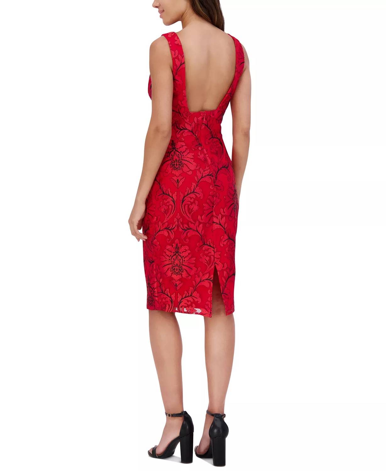 Siena Studio V-neck Embroidered-mesh Sleeveless Midi Dress - women's dress - detail view
