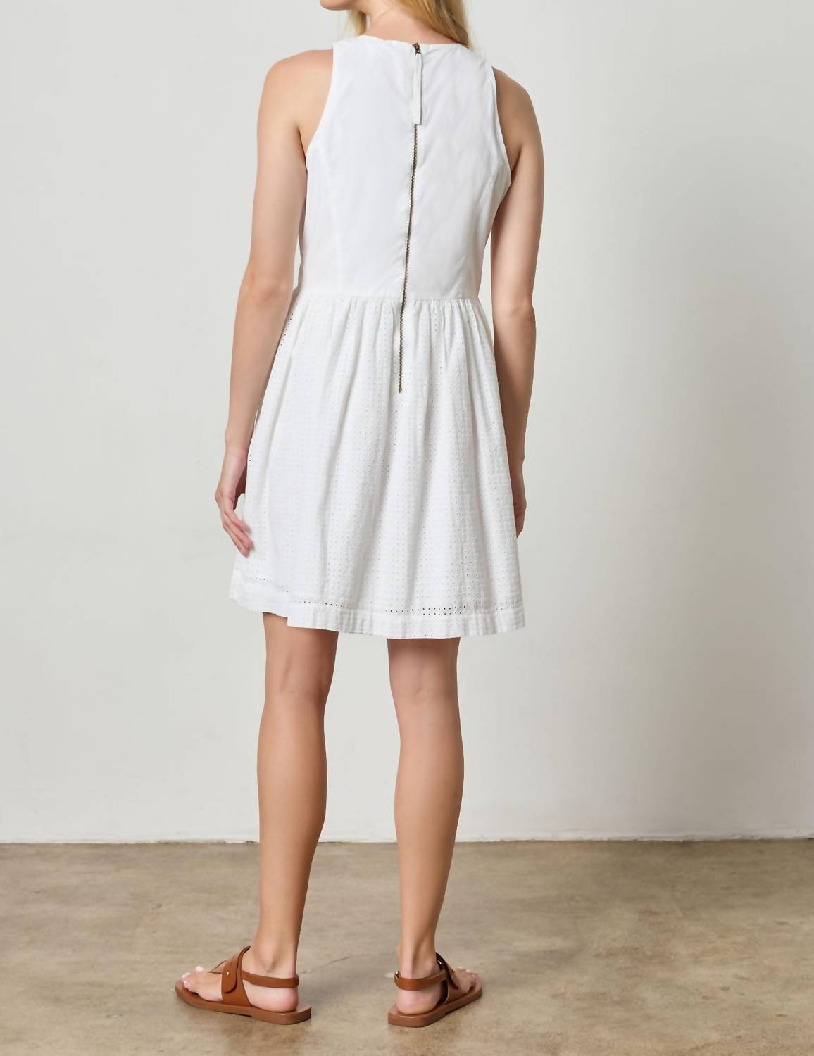 Lilla P - Eyelet High Neck Mini Dress