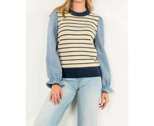 Thml - Stripe Suede Sleeve Sweater