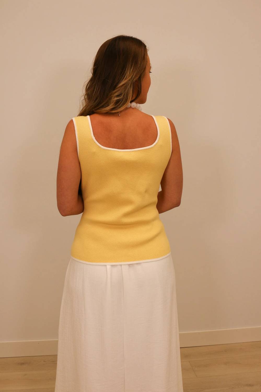 Skies Are Blue - Valentina Contrast Trim Knit Tank Top