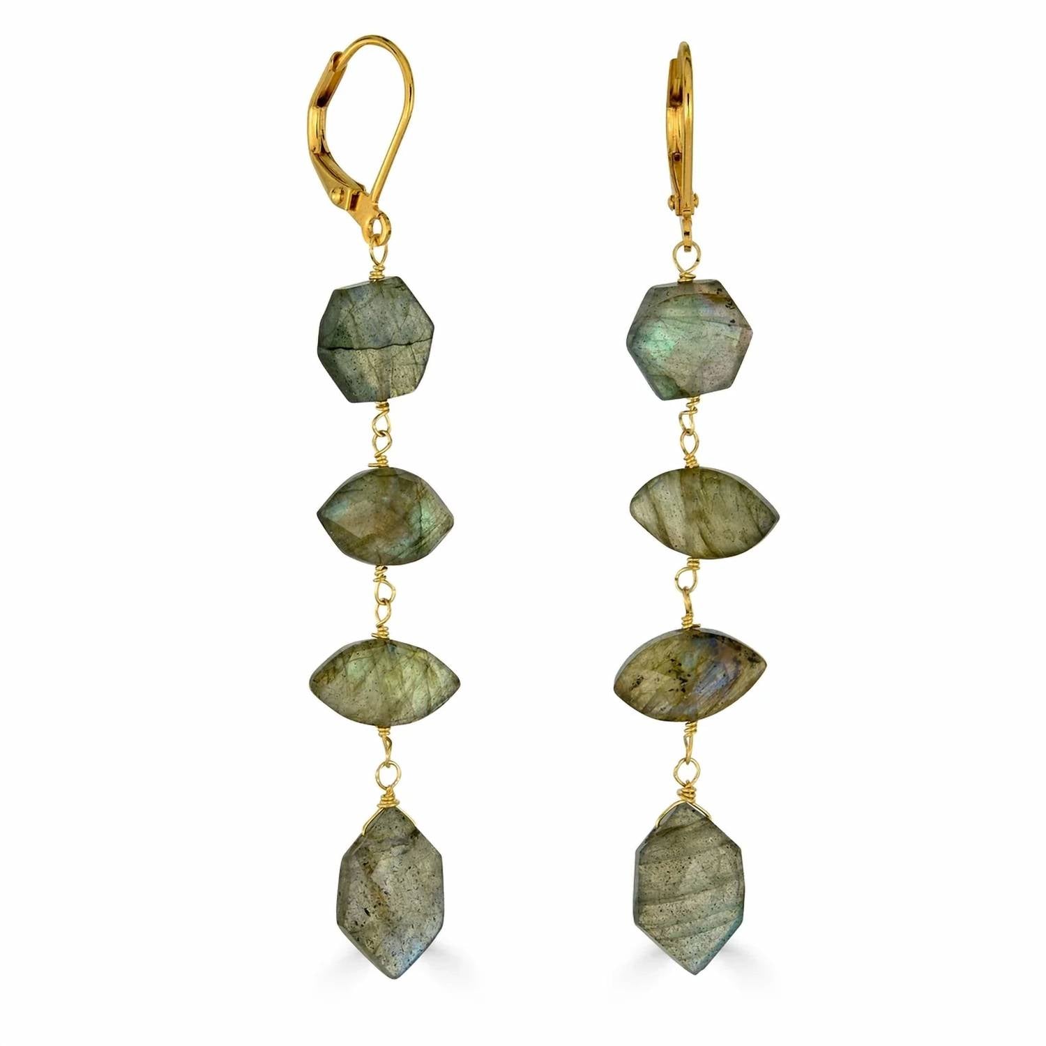 Rachel Reinhardt - Women's Labradorite Linear Drop Earrings