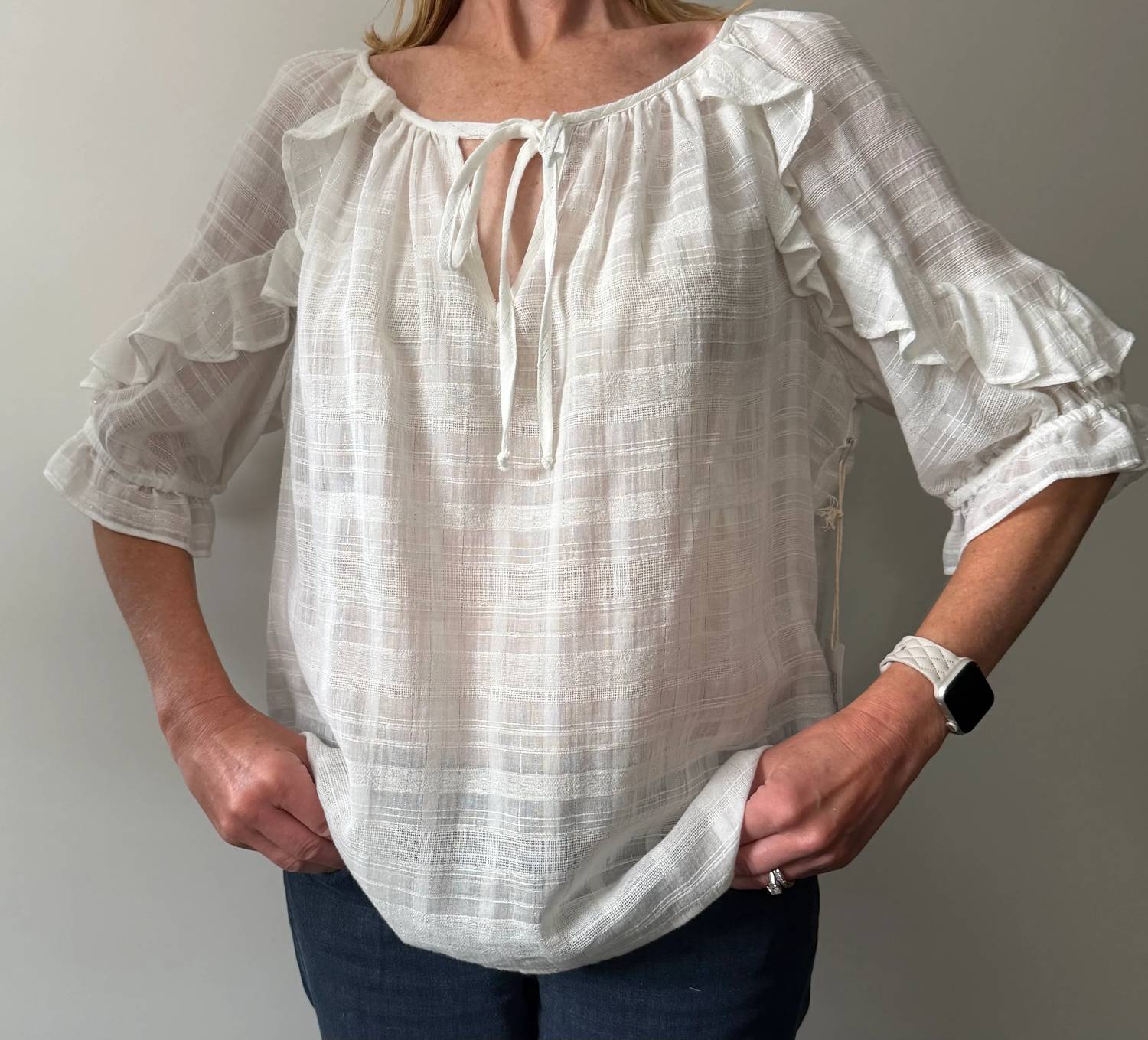 Fifteen Twenty - Short Sleeve Ruffle Top