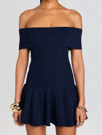 RETROFETE Erica Knit Dress in metallic navy - women's dress