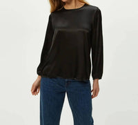 Michael Stars Lali Crew Neck Blouse in black - women's blouse