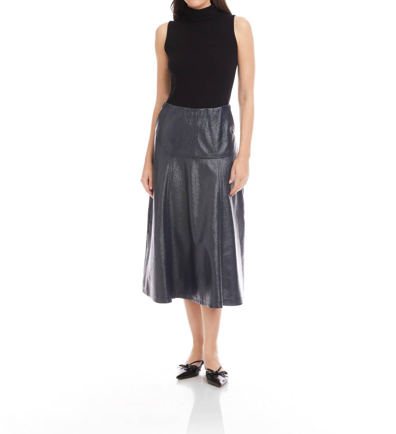 Fifteen Twenty - Bronwyn Faux Patent Leather Midi Skirt