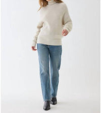 MAJESTIC FILATURES Merino Rib Semi Relaxed Long Sleeve Turtleneck Sweater in milk - women's sweater - view 4