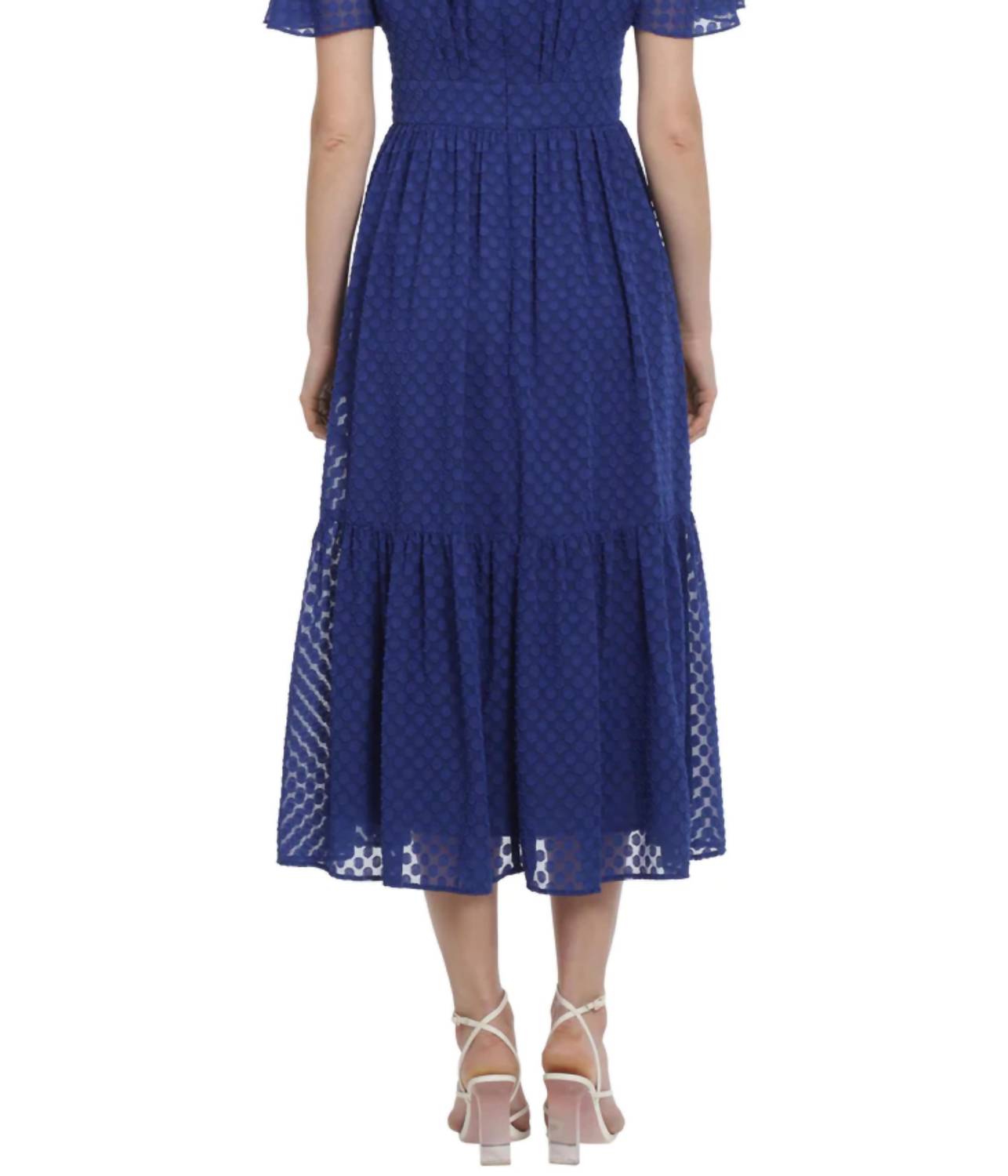 Maggy London - Short Sheer Sleeve Midi Dress