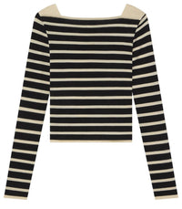 Frame - Women's Boat Neck Striped Long Sleeve Sweater