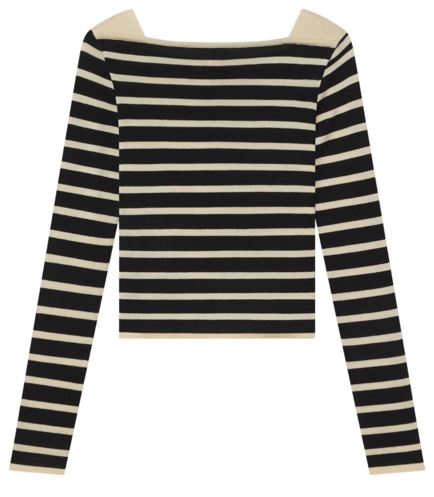 Frame - Women's Boat Neck Striped Long Sleeve Sweater