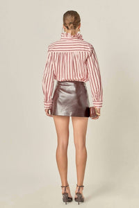 English Factory - Ruffled Stripe Button-Up Shirt