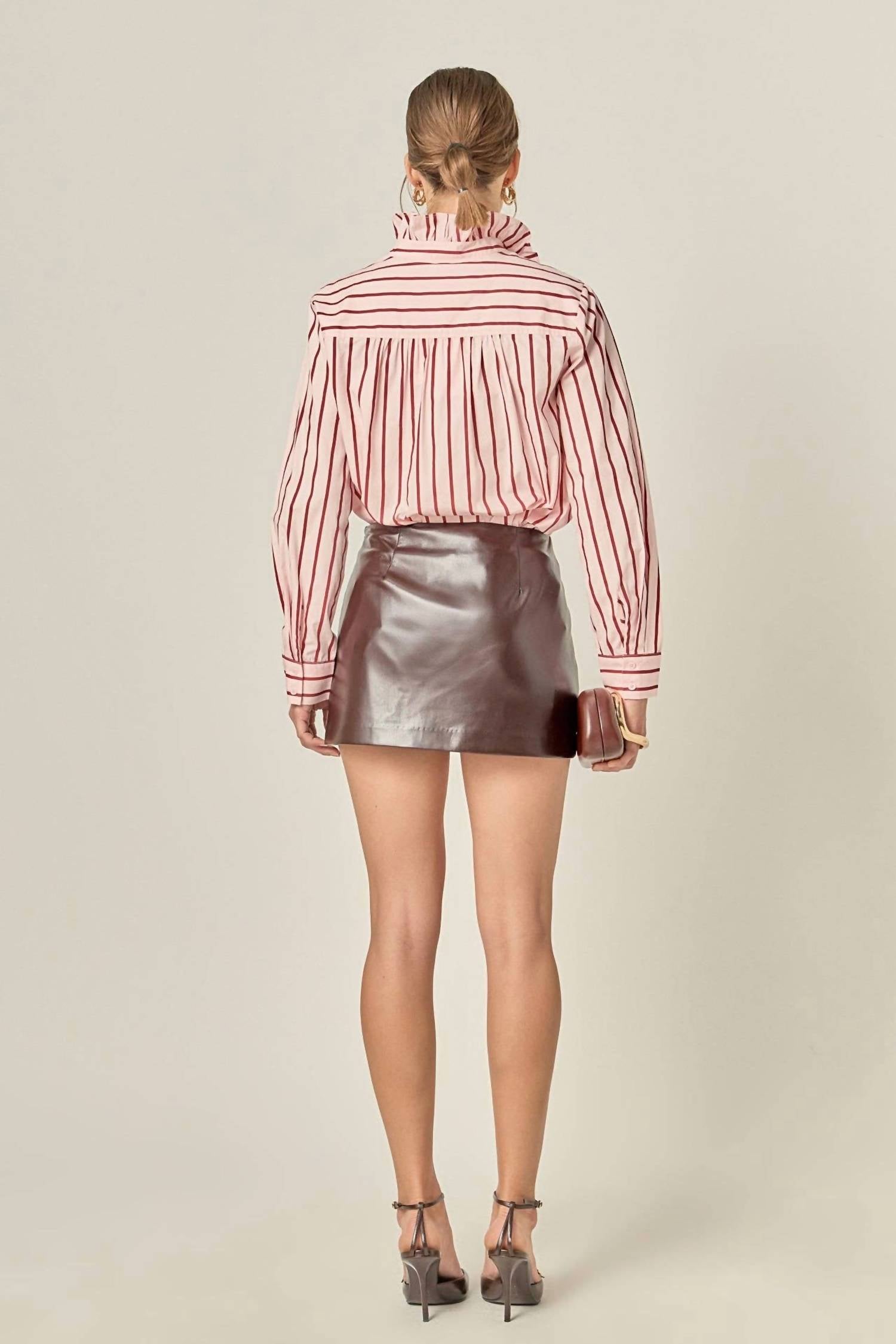 English Factory - Ruffled Stripe Button-Up Shirt