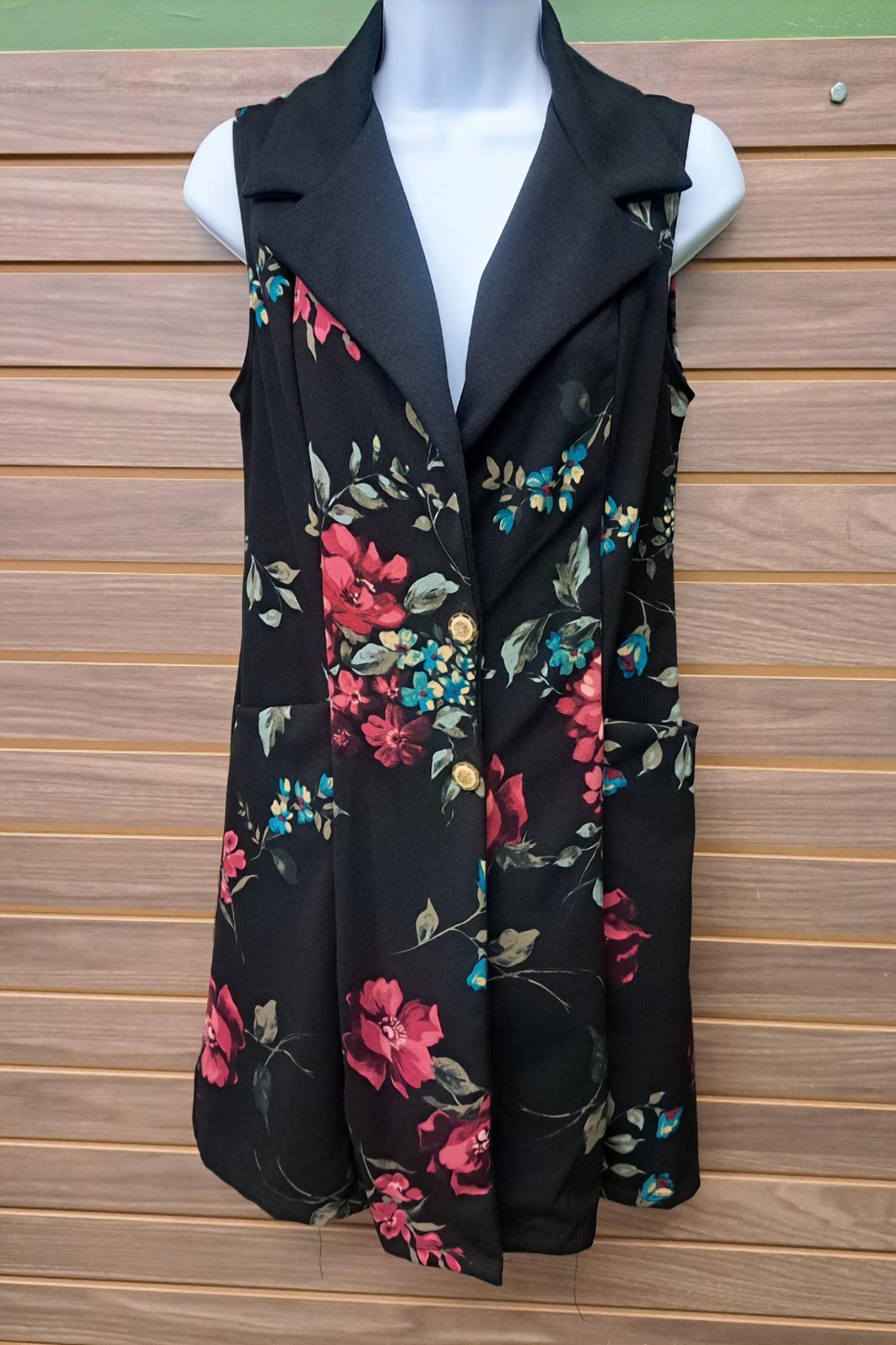 J. Mode - Women's Long Vest/dress W/floral