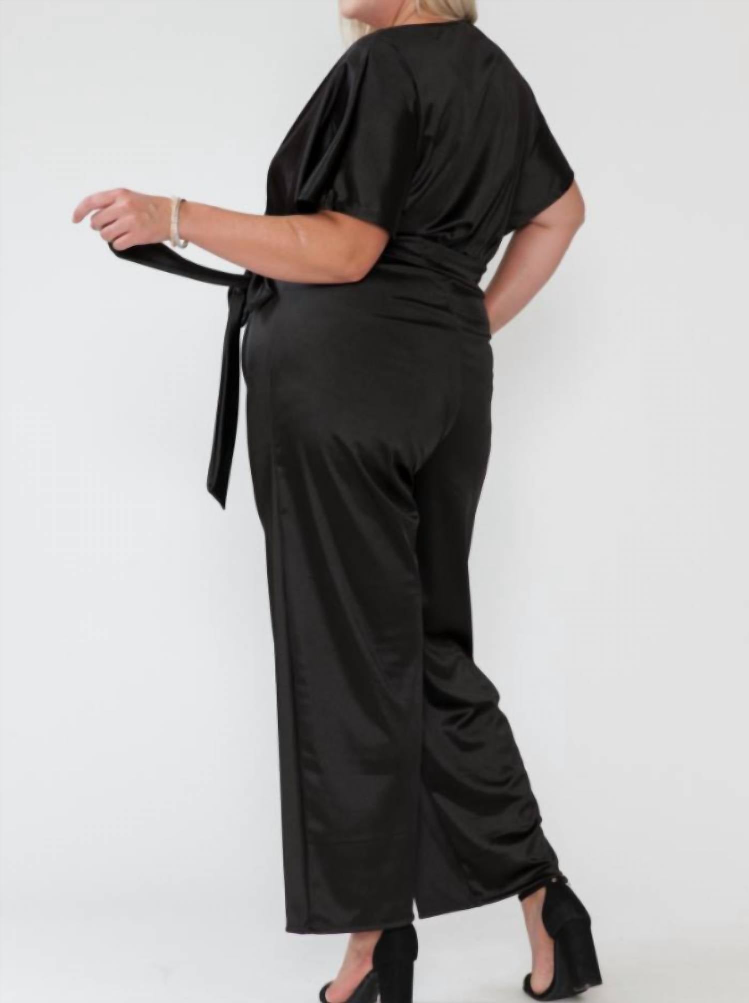 Storyteller - Plus Size V Neck Wide Fit Jumpsuit