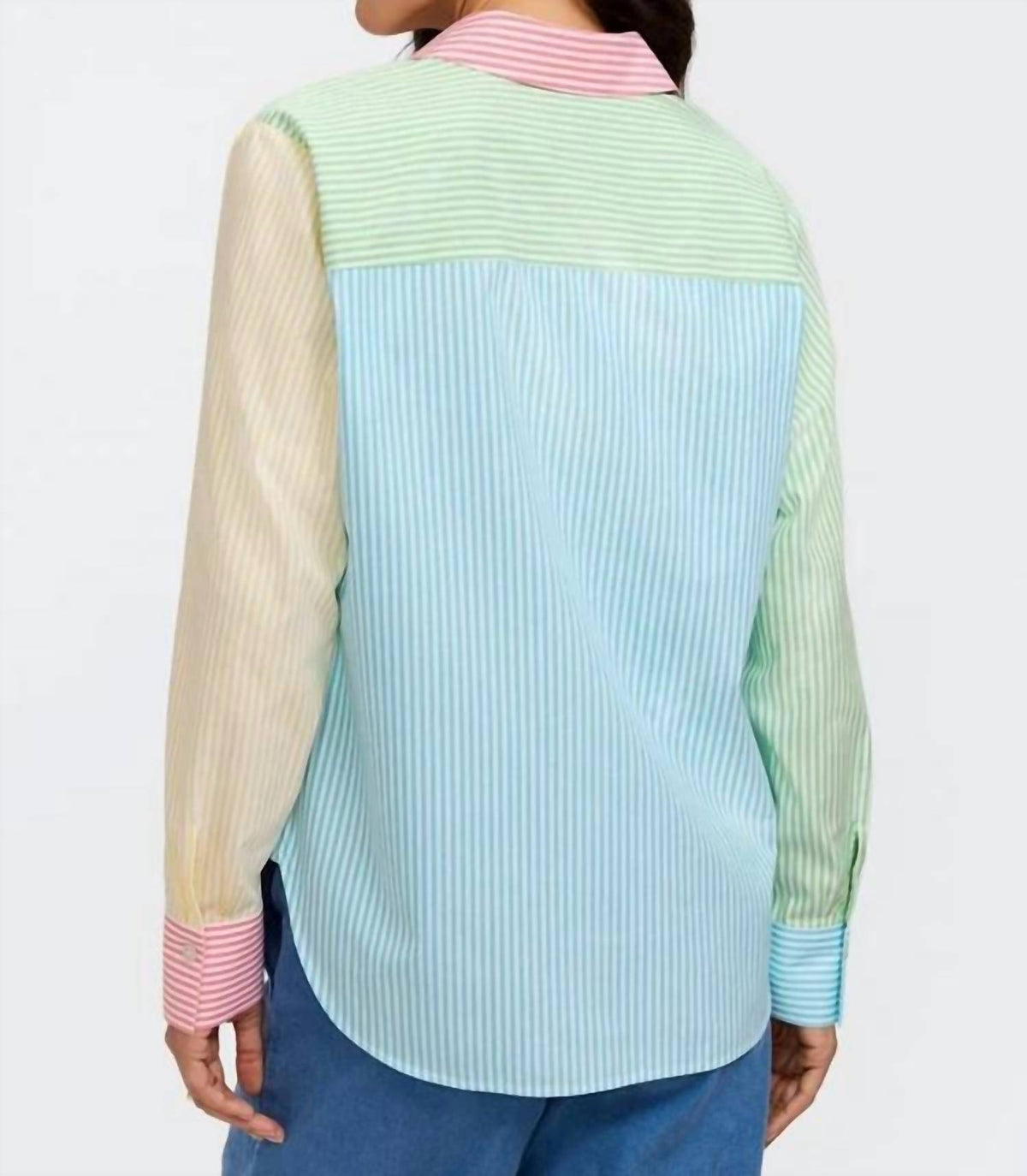 Foxcroft - Women's Meghan No Iron Pinpoint Mixed Stripes Long Sleeve Shirt