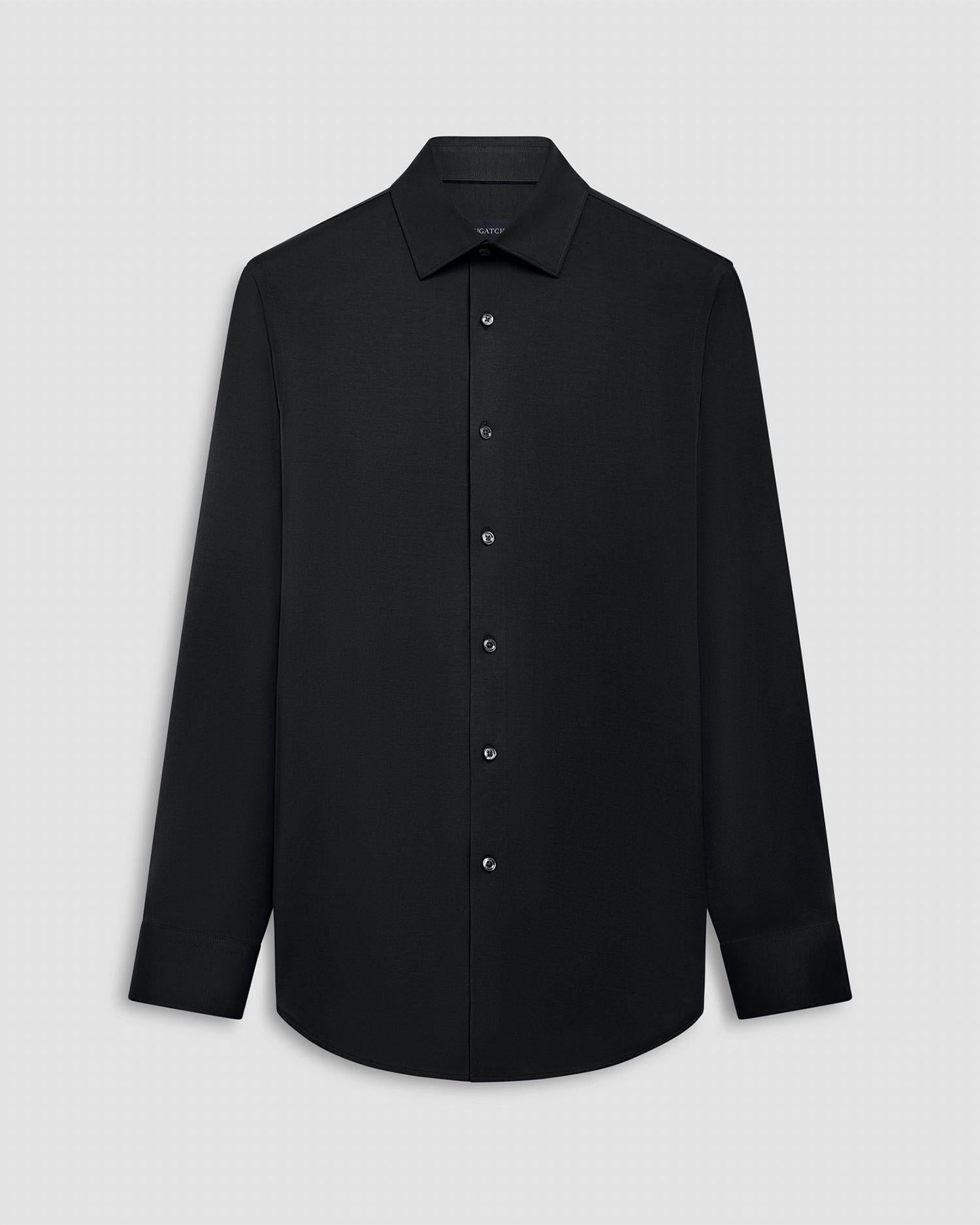 Bugatchi Uomo 8 Way Stretch Solid Shirt in black - men's shirt - alternate view