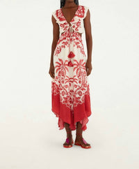Farm Rio - GUANACASTE CUT OUT SLEEVELESS MIDI DRESS