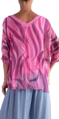 Gigi Moda - Diana Wave Print V-neck Blouse