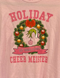 Comfort Colors Women's Holiday Cheer Meister Crewneck T-shirt in pink - women's t-shirt - detail view