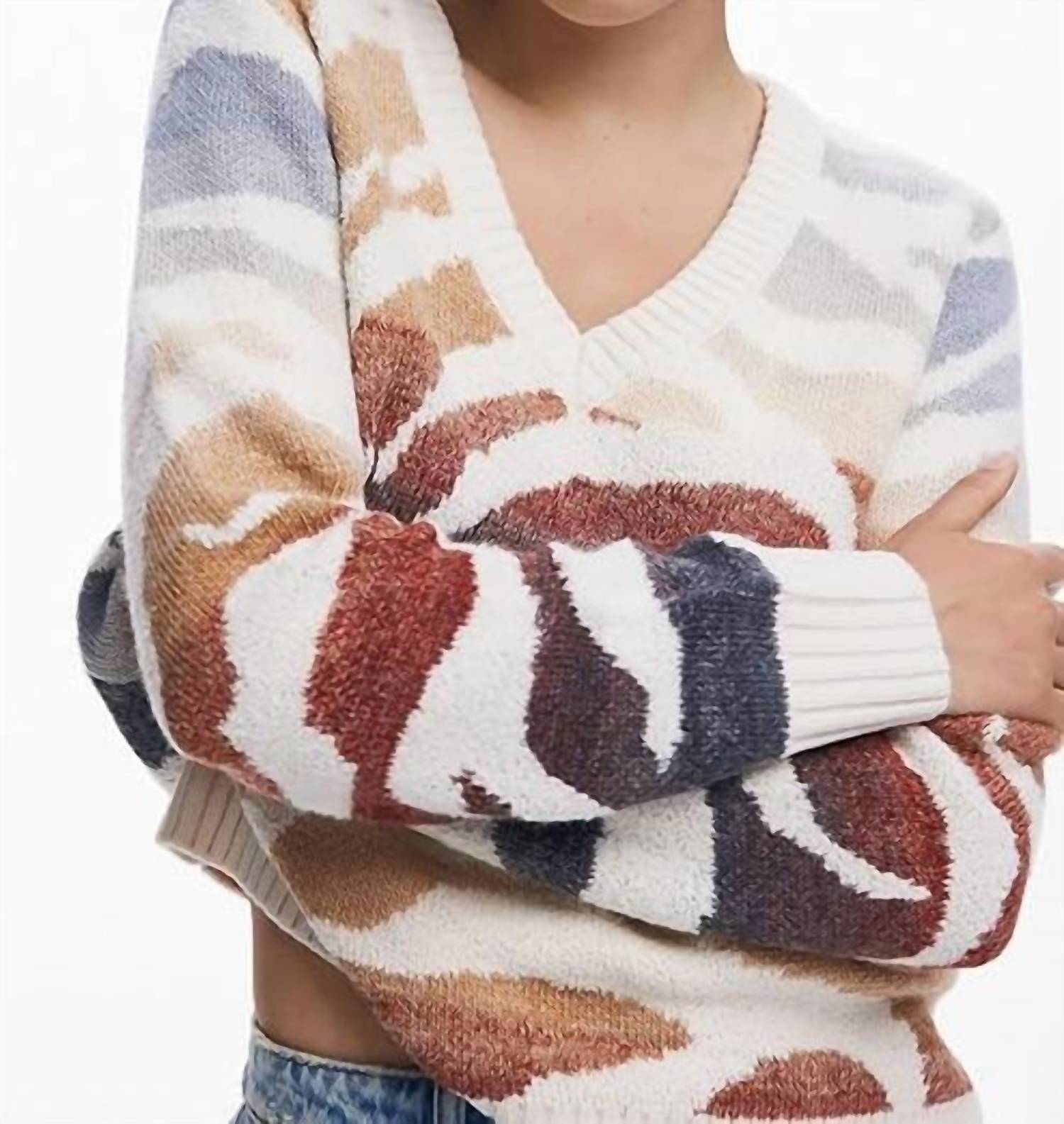 Desigual Jers Wasilla Thick Gauge Sweater in cream - women's sweater - detail view