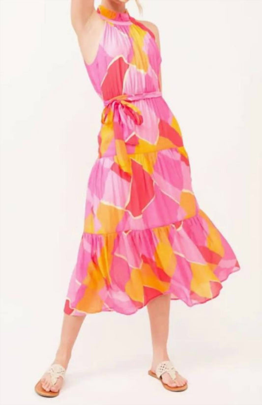 Lime N Chili - Halter Neck Tie Waist Midi Dress