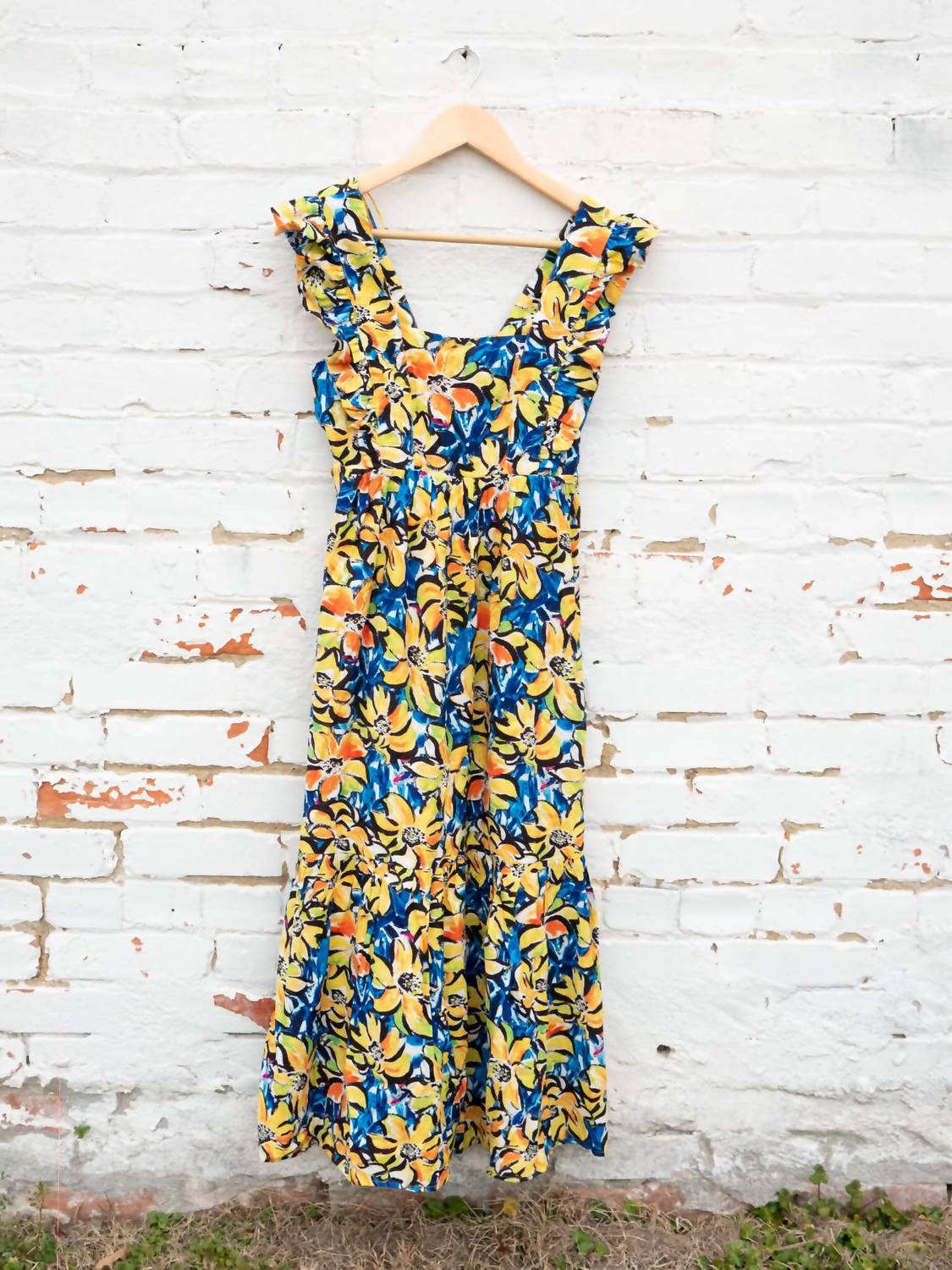 Skies Are Blue - Tiered And Tyed For Spring Midi Dress