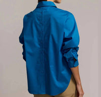 Hinson Wu Juliana Long Sleeve Top in bright sapphire - women's shirt - detail view