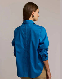 Hinson Wu Juliana Long Sleeve Top in bright sapphire - women's shirt - alternate view