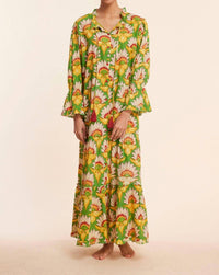 MODAPOSA Alcee Floral Lilly Fall Resort Maxi Dress in green white - women's dress