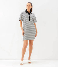 Karen Kane - Stripe Short Sleeve Polo Dress