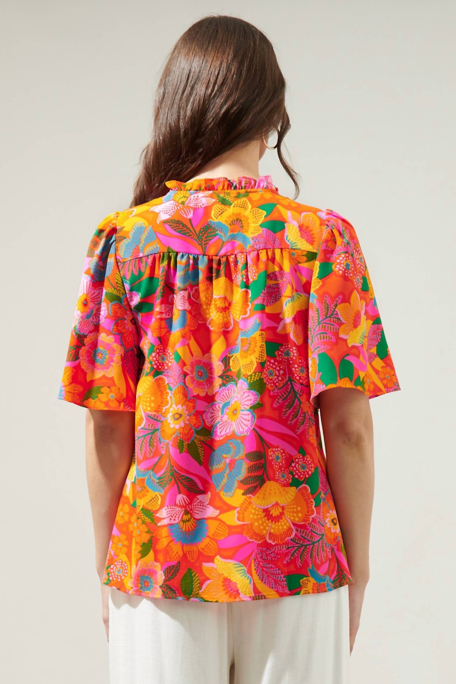Sugarlips - Idalia Ruffle Split Neck Blouse
