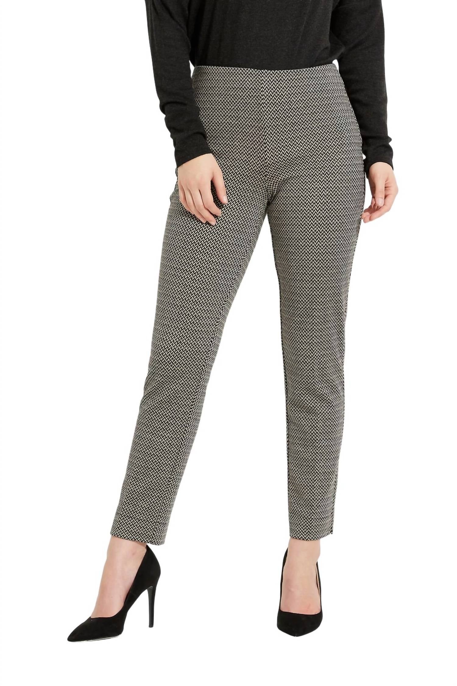 Joseph Ribkoff High Rise Straight Leg Pants in black beige - women's pants