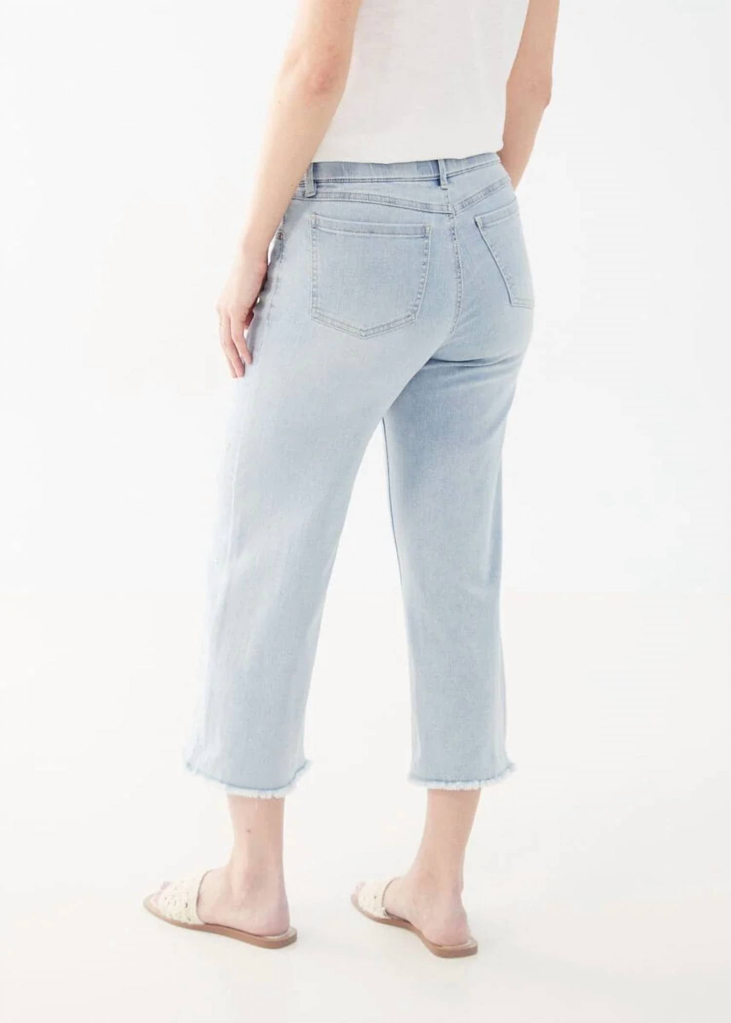 Fdj - Emily Embroidered Flowers Pull-on Wide Leg Crop Jeans