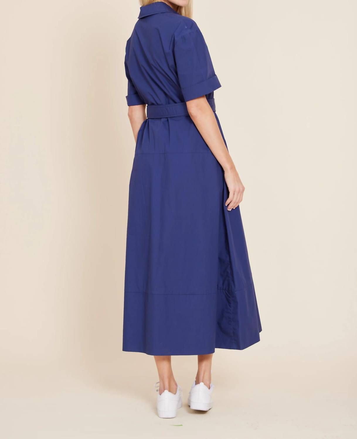 Dolce Cabo - Poplin Belted Collar Midi Dress