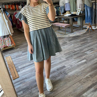Entro - Striped Twofer Denim Dress
